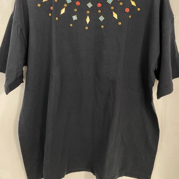 Studded Retro Gold Crewneck T-shirt - Picture 2 of 6